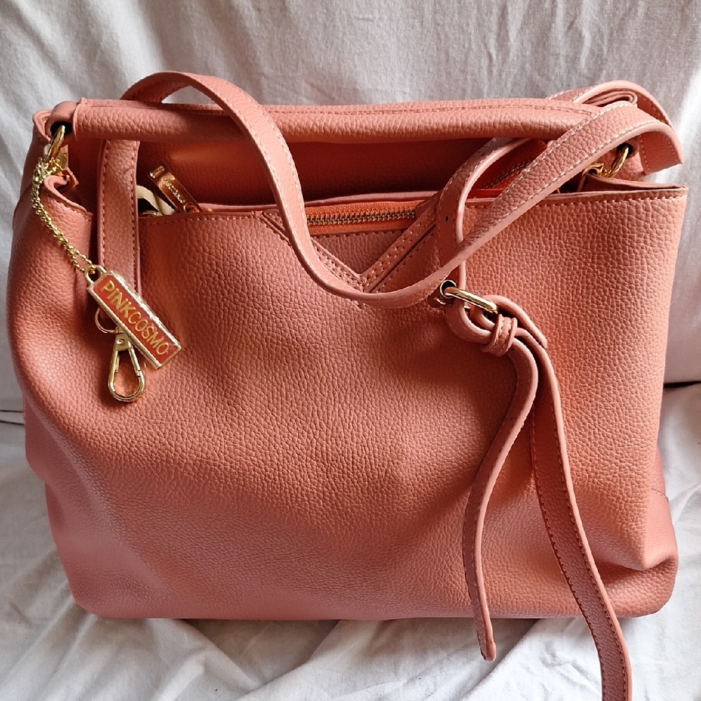 Pink Cosmo Pink Shoulder Bag with Gold Accents